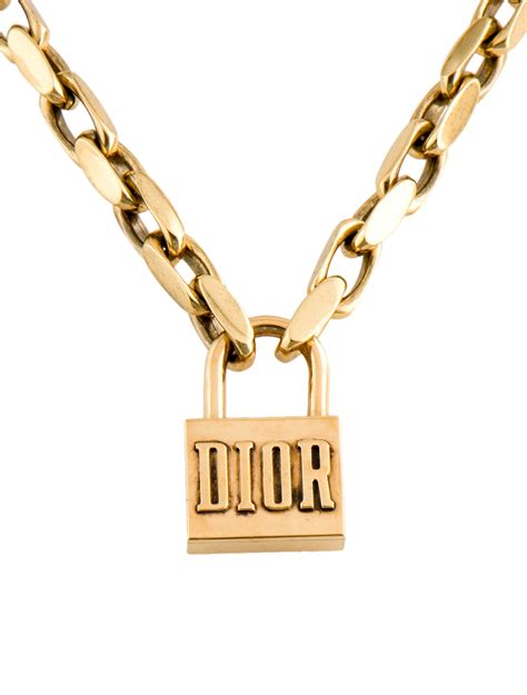 christian dior lock necklace